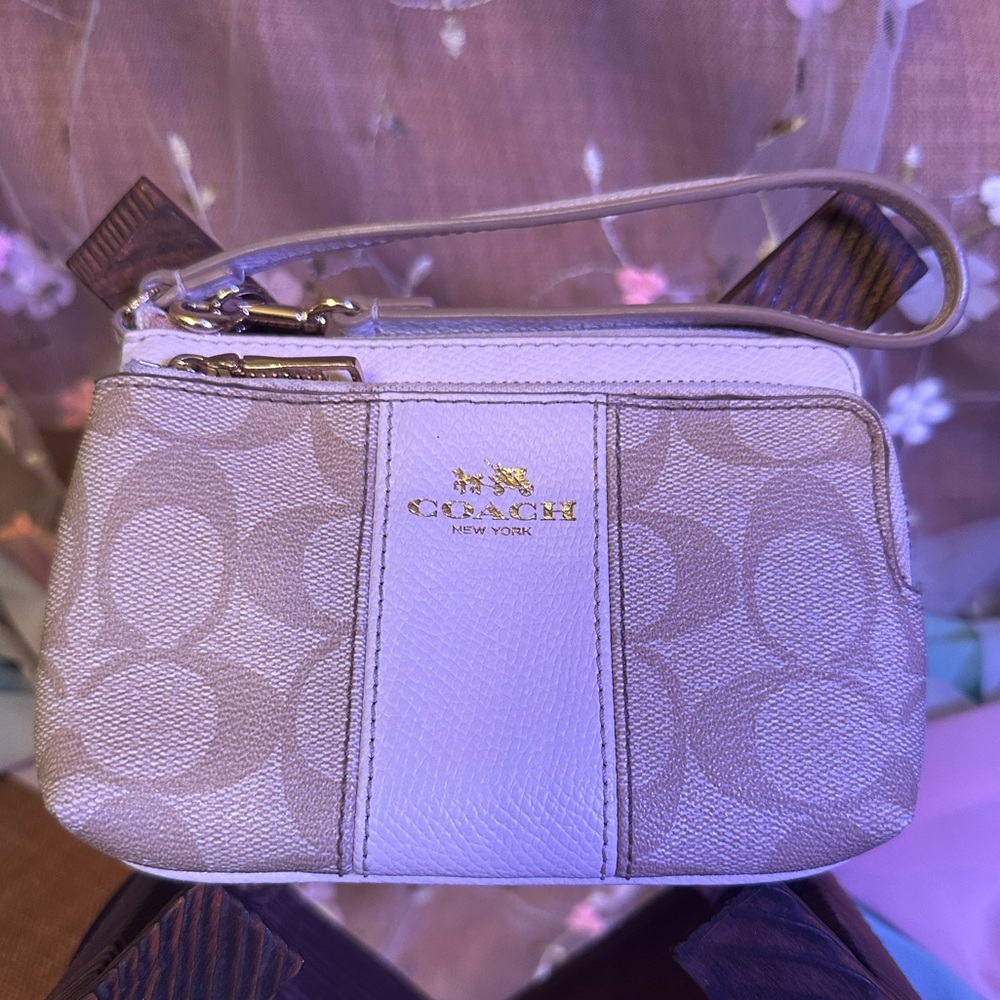 Coach Dual Zipper Pouch Wristlet